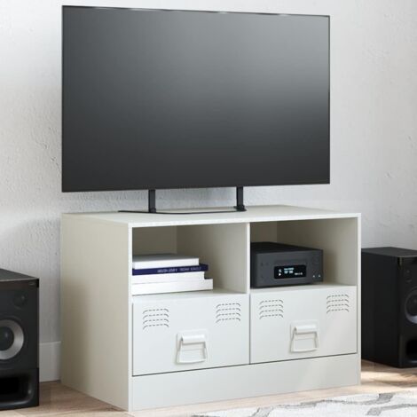 vidaXL Meuble TV blanc 67x39x44 cm acier (1/5)