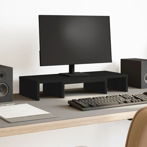 Vidaxl – Support de moniteur réglable noir en bois d'ingénierie – Longueur ajustable 60-90 cm – Angle de vision réglable – Charge max 40 kg