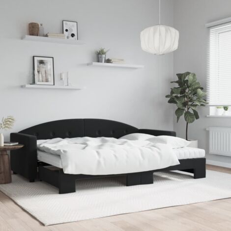 Lit de jour avec lit gigogne et matelas noir 80x200 cm velours vidaXL (1/5)