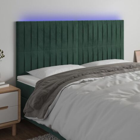 Tête de lit à LED Vert foncé 200x5x118/128 cm Velours vidaXL