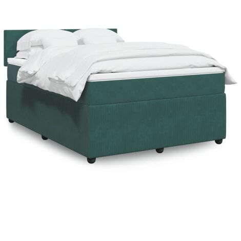 vidaXL Sommier à lattes de lit et matelas Vert foncé 160x200cm Velours (1/5)