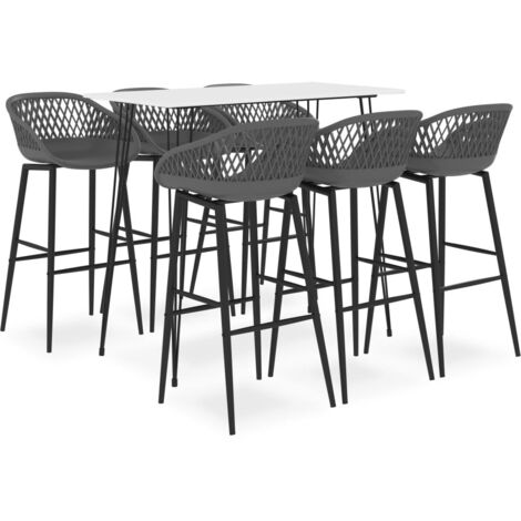 Ensemble de bar 7 pcs Blanc et gris vidaXL