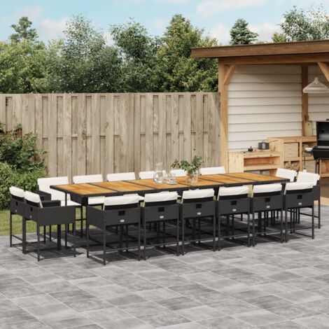 vidaXL Ensemble à manger de jardin 17 pcs coussins noir résine tressée
