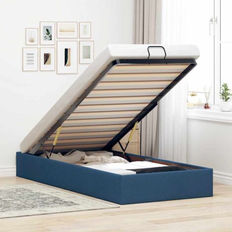 Cadre de lit ottoman sans matelas bleu 90x190 cm tissu vidaXL