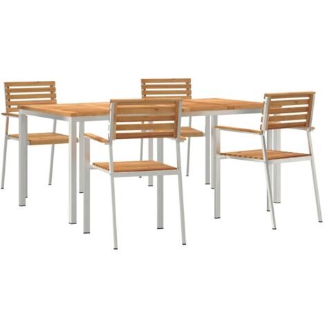 vidaXL EnsembledeRepasdeJardin 5 pcs Marron TeckMassif (1/5)