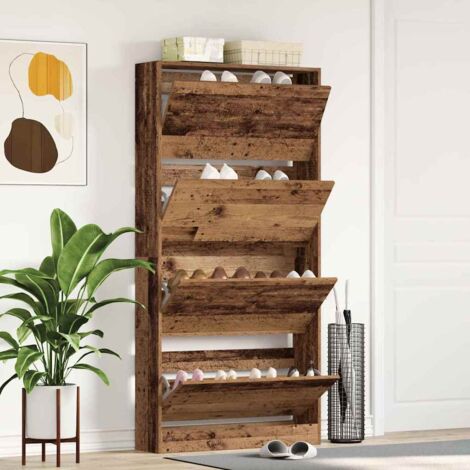 Armoire à chaussures avec porte Bois ancien 80 x 21 x 163.5 cm vidaXL (1/5)