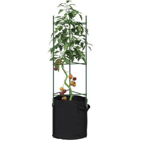 vidaXL Cage à tomates avec sac à plantes 2 pcs 116 cm acier et PP (1/5)