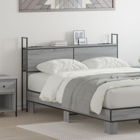 Headboard de Rangement avec Station de Charge Sonoma gris vidaXL