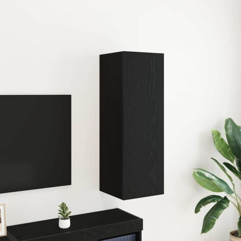 Cabinet TV mural Chêne noir 30,5 x 30 x 90 cm Bois d'ingénierie vidaXL (1/5)