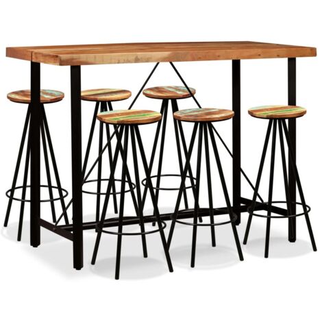 Ensemble de bar 7 pcs Bois d'acacia massif et de récupération vidaXL (1/5)