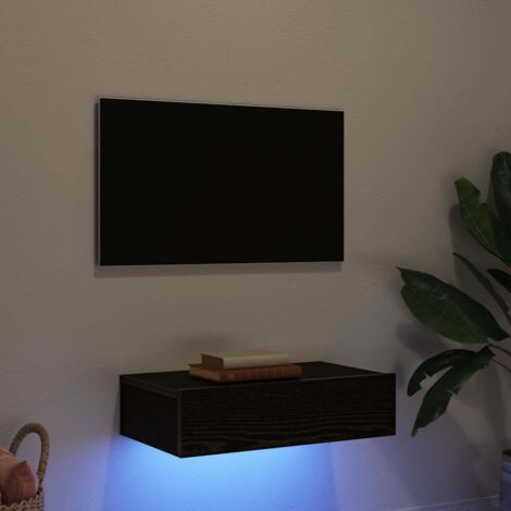 Meuble TV avec éclairage LED Chêne noir 60 x 35 x 15,5 cm vidaXL