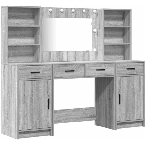 vidaXL Ensemble de Coiffeuse 3 pcs Sonoma gris 78.5 x 41 x 135 cm