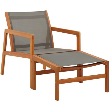 Chaise de jardin et repose-pied Gris Eucalyptus et textilène vidaXL (1/5)