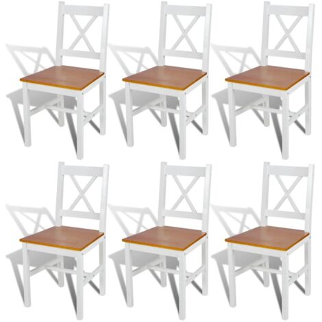 Vidaxl – Ensemble de 6 chaises à manger en bois de pin massif – Design ergonomique – Faciles à nettoyer – Capacité 110 kg par siège (1/9)
