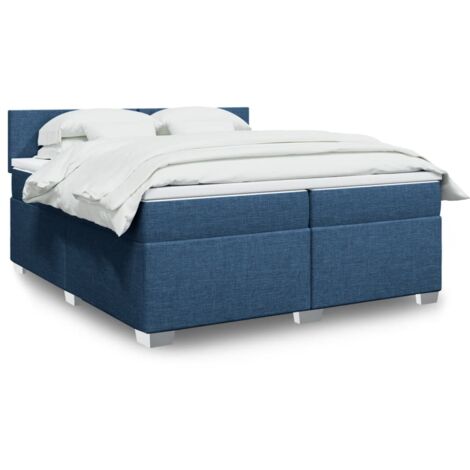 vidaXL Sommier à lattes de lit avec matelas Bleu 200x200 cm Tissu
