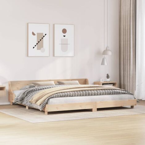Vidaxl – Cadre de lit 200x200 cm en bois massif de pin – Dimensions totales 203,5 x 203,5 x 52 cm – Assemblage requis – Esthétique rustique (1/5)