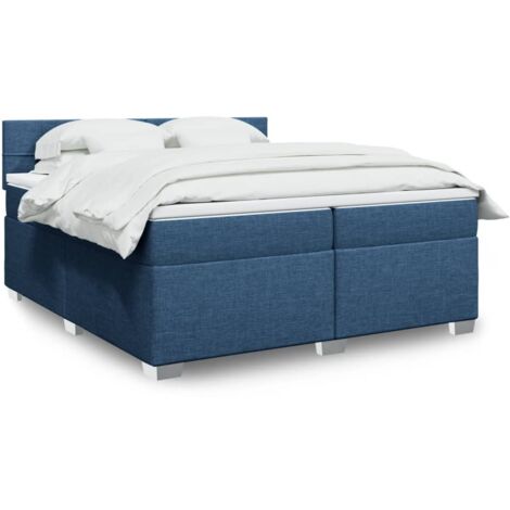 vidaXL Sommier à lattes de lit avec matelas Bleu 200x200 cm Tissu