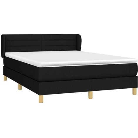 vidaXL Sommier à lattes de lit avec matelas Noir 140x190 cm Tissu (1/5)