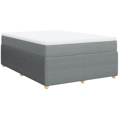 Sommier à lattes de lit avec matelas Gris clair 160x200cm Tissu vidaXL (1/5)