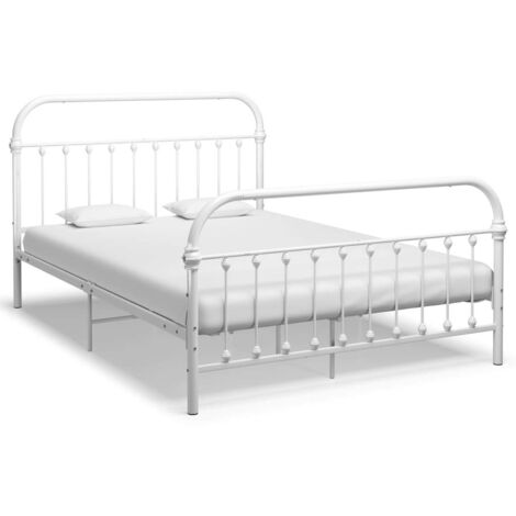 Vidaxl – Cadre de lit en métal blanc 140x200 cm – Construction solide – Hauteur 32 cm – Assemblage requis – Pour matelas 140x200 cm (1/5)