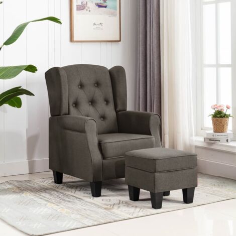 Fauteuil Chaise avec repose-pied Fauteuil Design Fauteuil Relax Taupe Tissu vidaXL