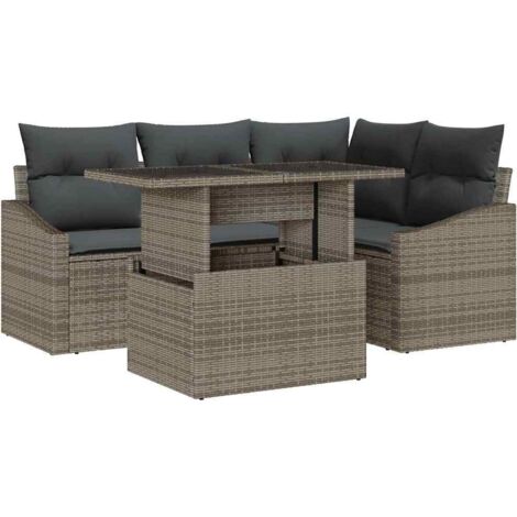 Ensemble de canapé de jardin avec coussin Réglable 5 pcs Gris vidaXL (1/5)