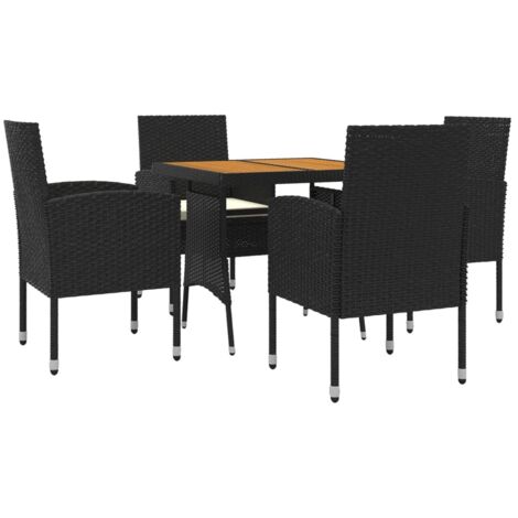 vidaXL Ensemble à manger d'extérieur 5 pcs Résine tressée Noir (1/5)