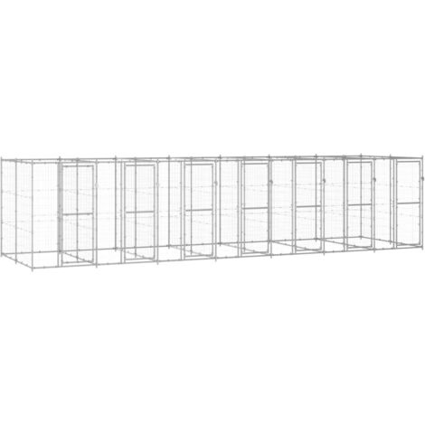 vidaXL Chenil extérieur Acier galvanisé 16,94 m² (1/5)