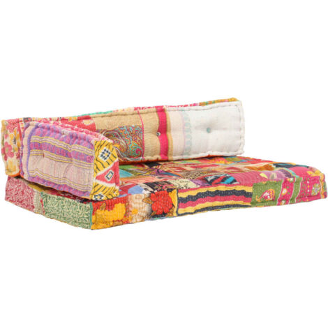 Vidaxl – Coussin de canapé palette multicolore en tissu coton – Rembourrage épais pour confort – Design patchwork unique – Pour intérieur et extérieur