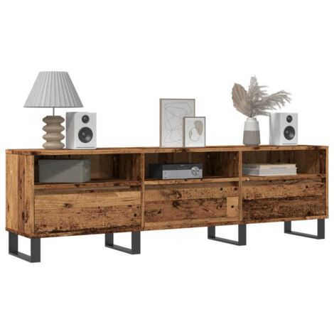 Vidaxl – Meuble TV vieux bois 150x30x44,5 cm – Bois d'ingénierie – Grand espace de rangement – Plateau stable pour objets décoratifs (1/5)