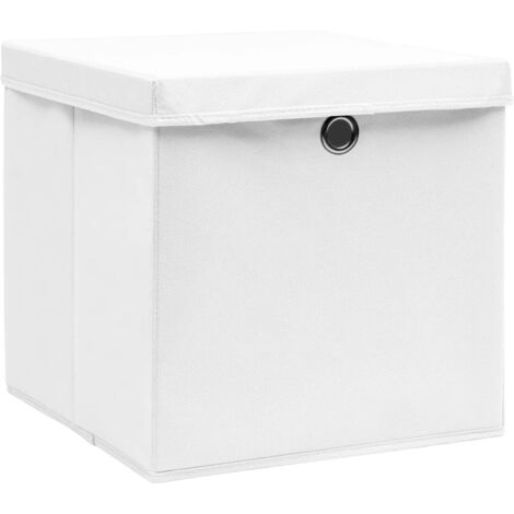 Boîtes de rangement avec couvercles 4 pcs 28x28x28 cm Blanc vidaXL