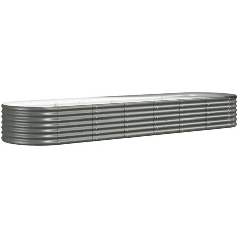 Vidaxl – Lit surélevé de jardin en acier enduit de poudre 296x80x36 cm – Résistant aux intempéries – Pot à fleurs ovale pour cultures variées (1/6)