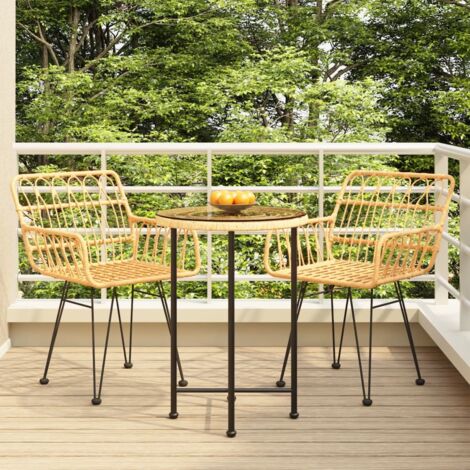 Vidaxl – Ensemble table et chaises de jardin 3 pcs – Résine tressée – Table diamètre 55 cm – Chaises avec accoudoirs – Résistant aux intempéries (1/5)