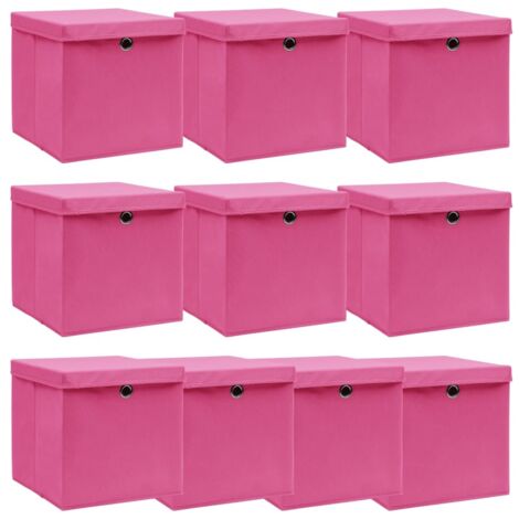 Boîtes de rangement avec couvercles 10pcs Rose 32x32x32cm Tissu vidaXL