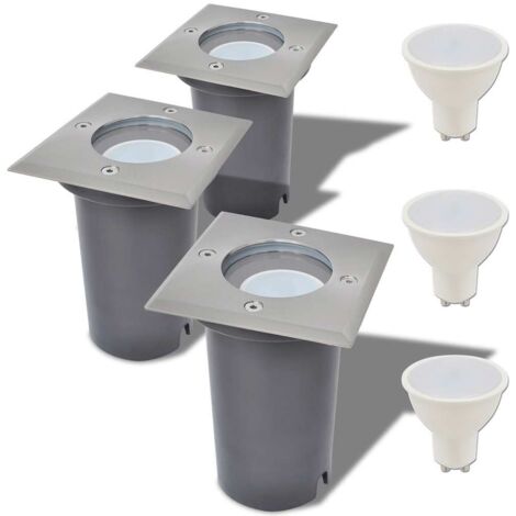 Lampes au sol à LED d'extérieur 3 pcs carré vidaXL