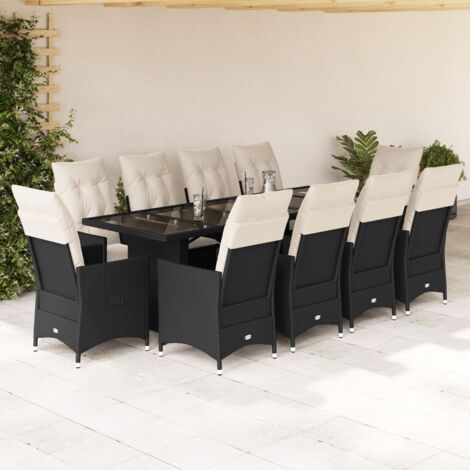 Ensemble de bistro de jardin 11 pcs coussins noir poly rotin vidaXL (1/5)
