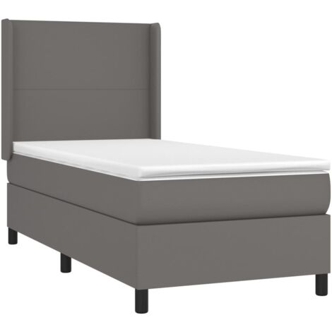 Sommier à lattes de lit avec matelas Gris 80x200 cm Similicuir vidaXL (1/5)