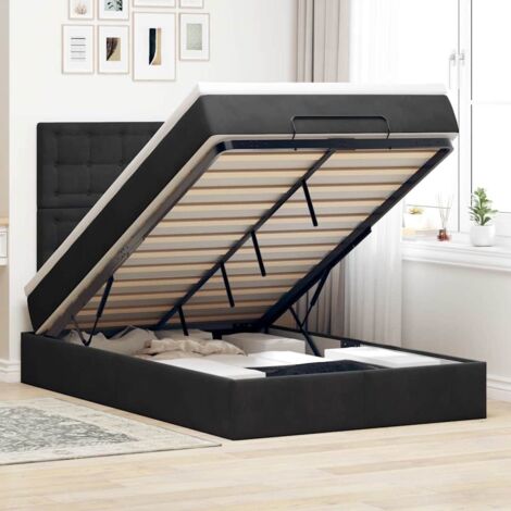 vidaXL Cadre de lit ottoman avec matelas noir 120x190 cm velours (1/5)
