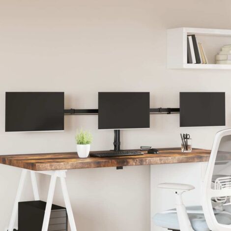 Vidaxl – Support de moniteur triple en acier noir – VESA 75/100 mm – Inclinaison 90° – Rotation 360° – Capacité 10 kg par écran