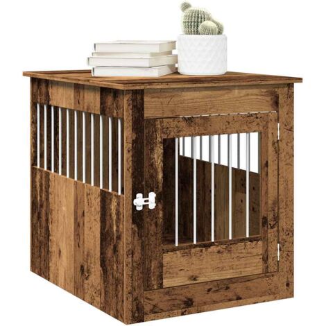 Meuble de cage chiens vieux bois 64,5x80x71cm bois d'ingénierie vidaXL