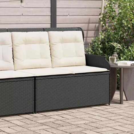 Banc inclinable de jardin avec coussins noir résine tressée vidaXL
