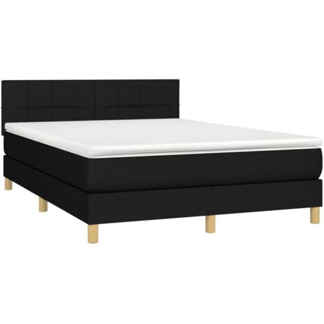 vidaXL Sommier à lattes de lit avec matelas Noir 140x190 cm Tissu