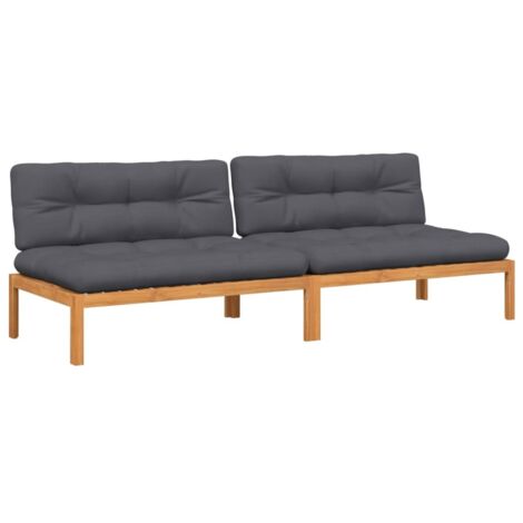 Canapés centraux palette de jardin et coussins 2pcs bois acacia vidaXL (1/5)