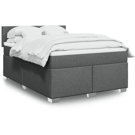 vidaXL Sommier à lattes de lit avec matelas Gris foncé 160x200cm Tissu