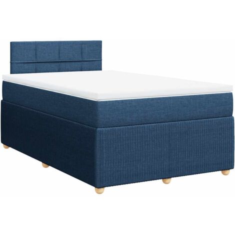Sommier à lattes de lit avec matelas Bleu 120x200 cm Tissu vidaXL (1/5)