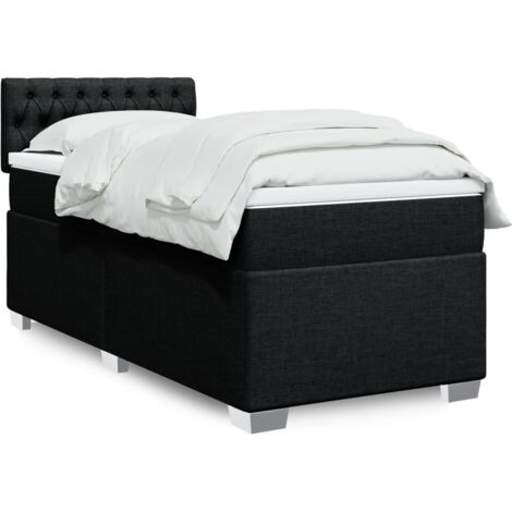 vidaXL Sommier à lattes de lit avec matelas Noir 100x200 cm Tissu