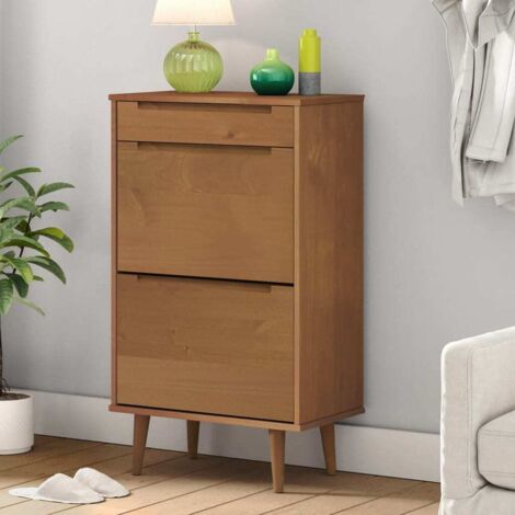 Armoire à chaussures MOLDE Marron 59,5x35x103 cm Bois de pin vidaXL (1/6)