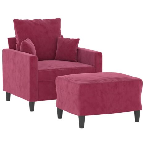 Fauteuil avec repose-pied Rouge bordeaux 60 cm Velours vidaXL (1/5)