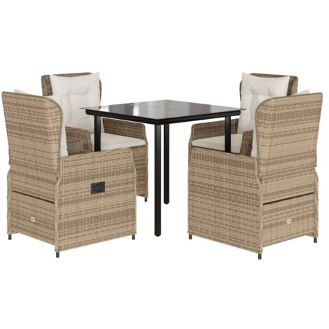 Ensemble à manger de jardin avec coussins 5pcs Beige poly rotin vidaXL (1/5)