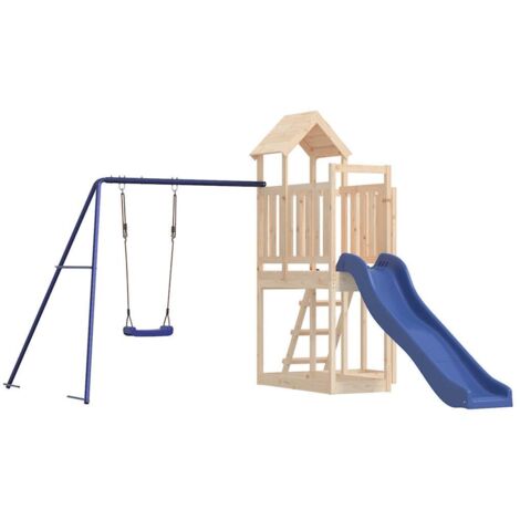 Vidaxl – Aire de jeux d'extérieur en bois de pin massif – Dimensions 286 x 323 x 214 cm – Toboggan ondulé et balançoire simple inclus – Pour enfants 3-8 ans (1/5)